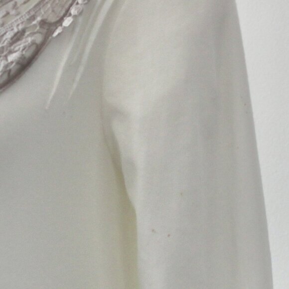 Billabong Vintage Y2K Cotton Off-White Lace V-Neck Long-Sleeve BlouseTop Small - Picture 10 of 12